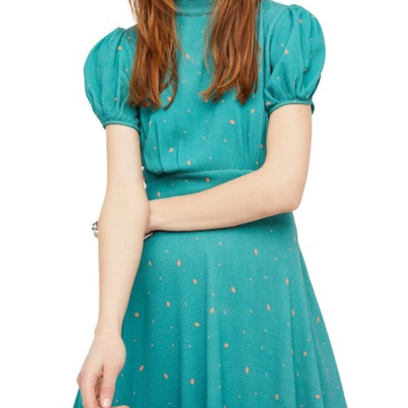NWT Free People Abbie Fit& Flare Dress Green SZ 12 - Picture 1 of 7